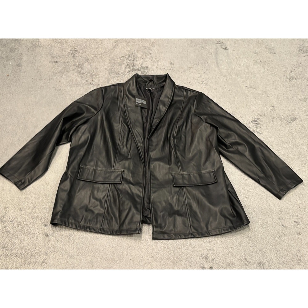 NWT Baccini Faux Leather Jacket Womens 3X Open Front Long Sleeve Casual